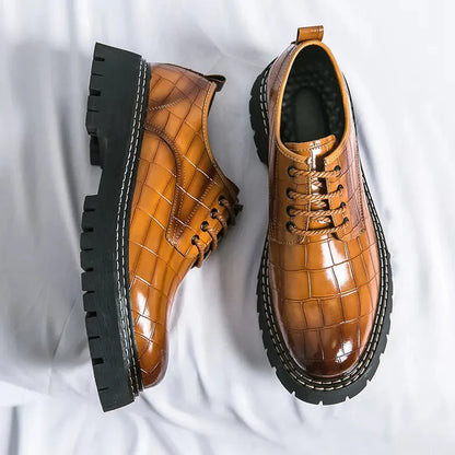 Men’s Vintage Crocodile Pattern Oxford Shoes