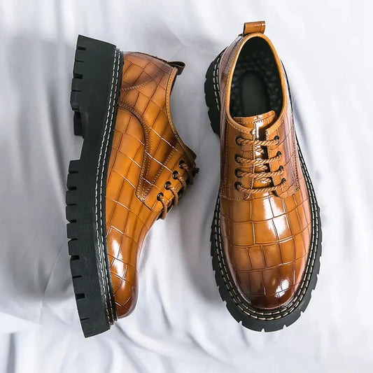 Men’s Vintage Crocodile Pattern Oxford Shoes