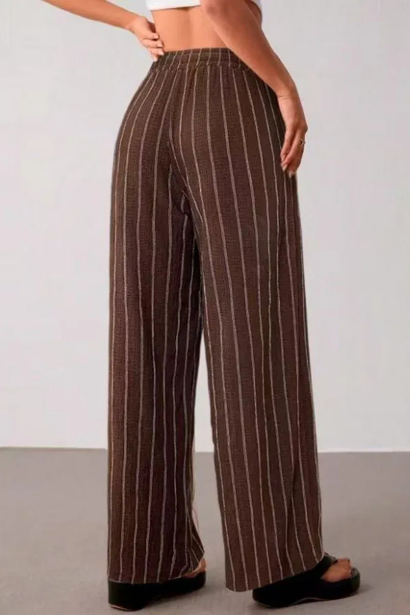 Women’s High-Waist Striped Wide-Leg Trousers