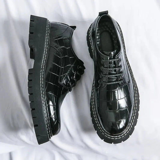 Men’s Vintage Crocodile Pattern Oxford Shoes