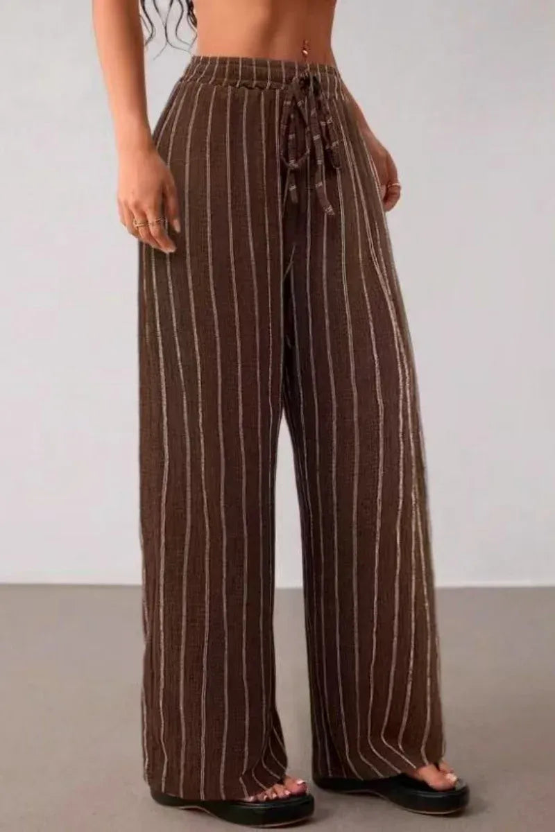Women’s High-Waist Striped Wide-Leg Trousers