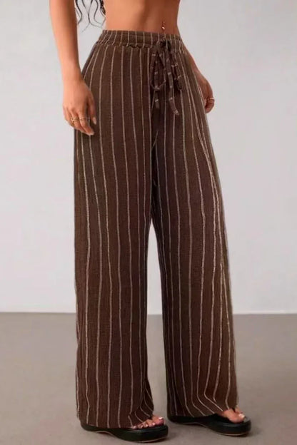 Women’s High-Waist Striped Wide-Leg Trousers