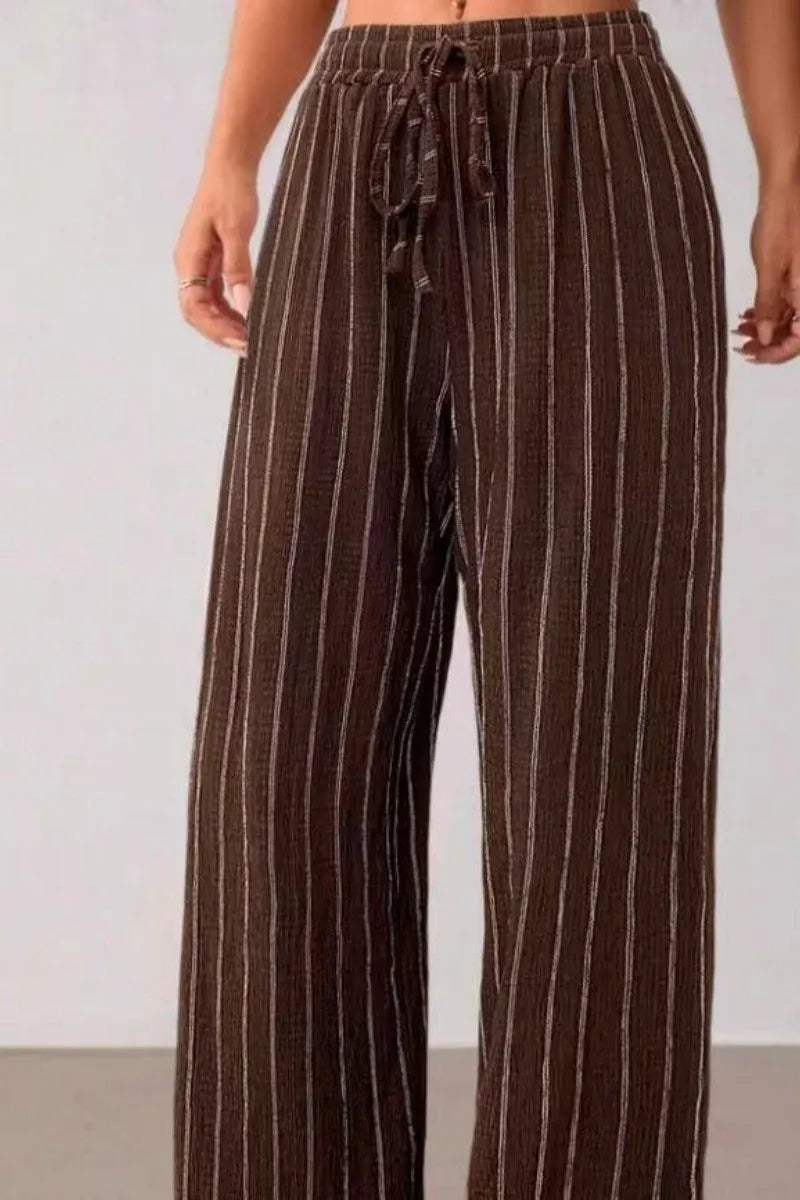 Women’s High-Waist Striped Wide-Leg Trousers