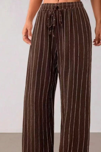 Women’s High-Waist Striped Wide-Leg Trousers