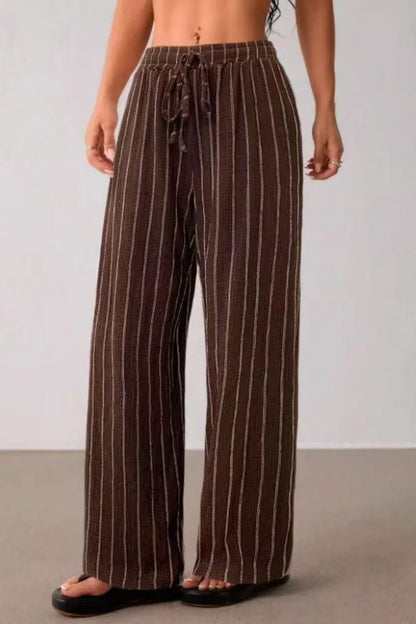 Women’s High-Waist Striped Wide-Leg Trousers