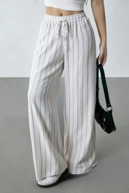 Women’s High-Waist Striped Wide-Leg Trousers