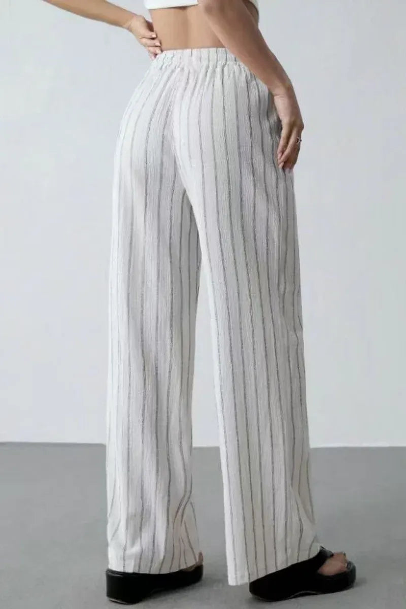 Women’s High-Waist Striped Wide-Leg Trousers