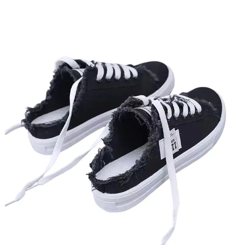 Women’s Frayed Denim Mule Trainers
