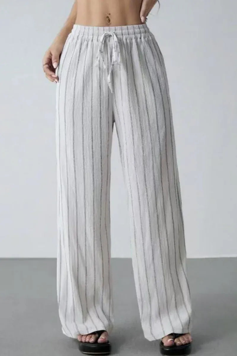 Women’s High-Waist Striped Wide-Leg Trousers