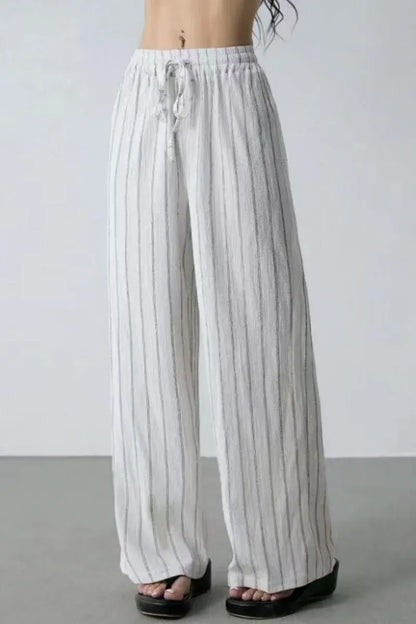 Women’s High-Waist Striped Wide-Leg Trousers