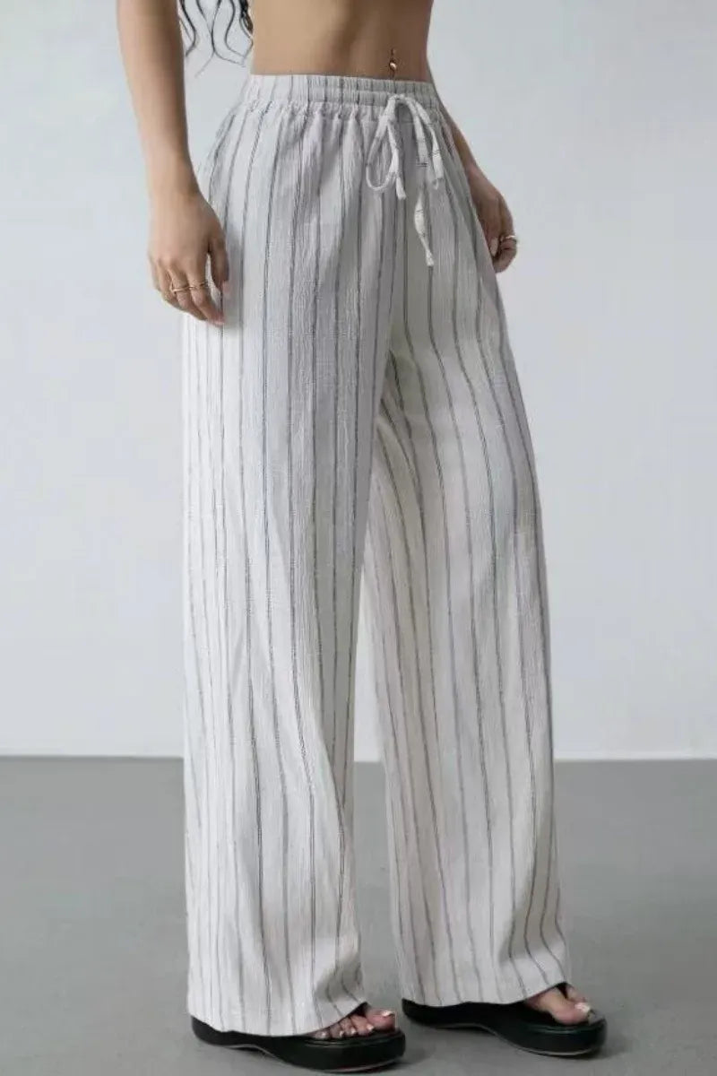 Women’s High-Waist Striped Wide-Leg Trousers