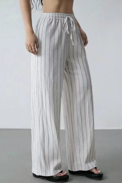 Women’s High-Waist Striped Wide-Leg Trousers
