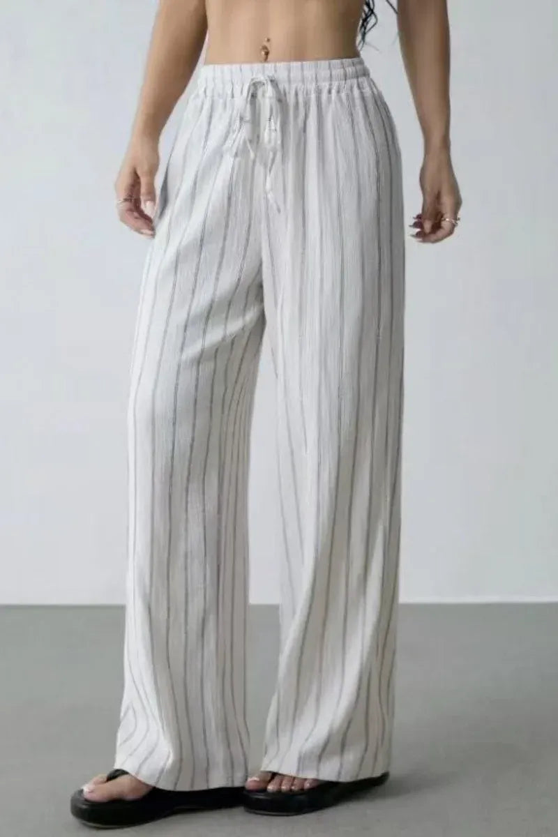 Women’s High-Waist Striped Wide-Leg Trousers