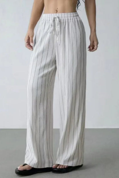 Women’s High-Waist Striped Wide-Leg Trousers
