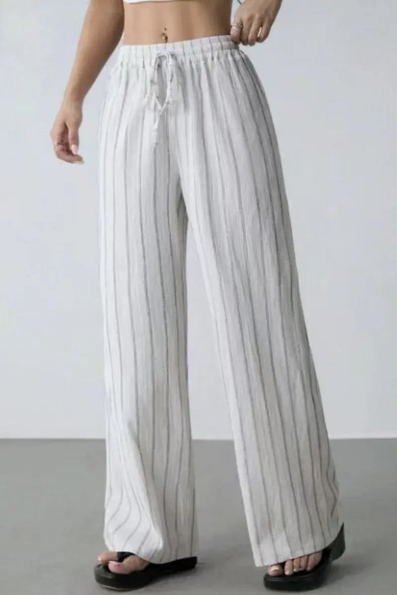 Women’s High-Waist Striped Wide-Leg Trousers