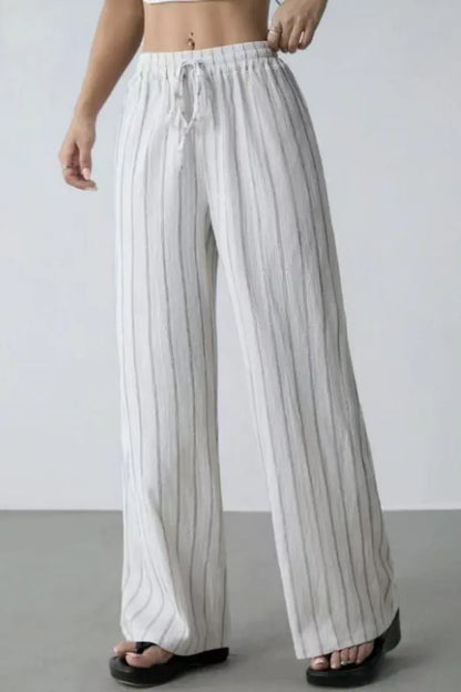 Women’s High-Waist Striped Wide-Leg Trousers