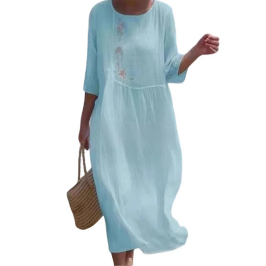 Women’s Casual Loose Embroidered Midi Dress