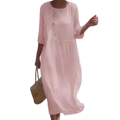 Women’s Casual Loose Embroidered Midi Dress
