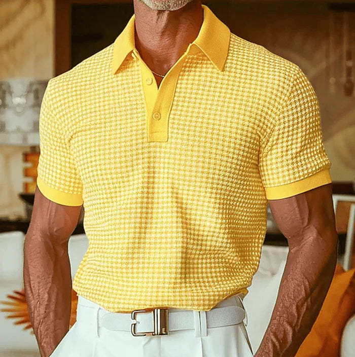 Men’s Textured Checked Polo Shirt