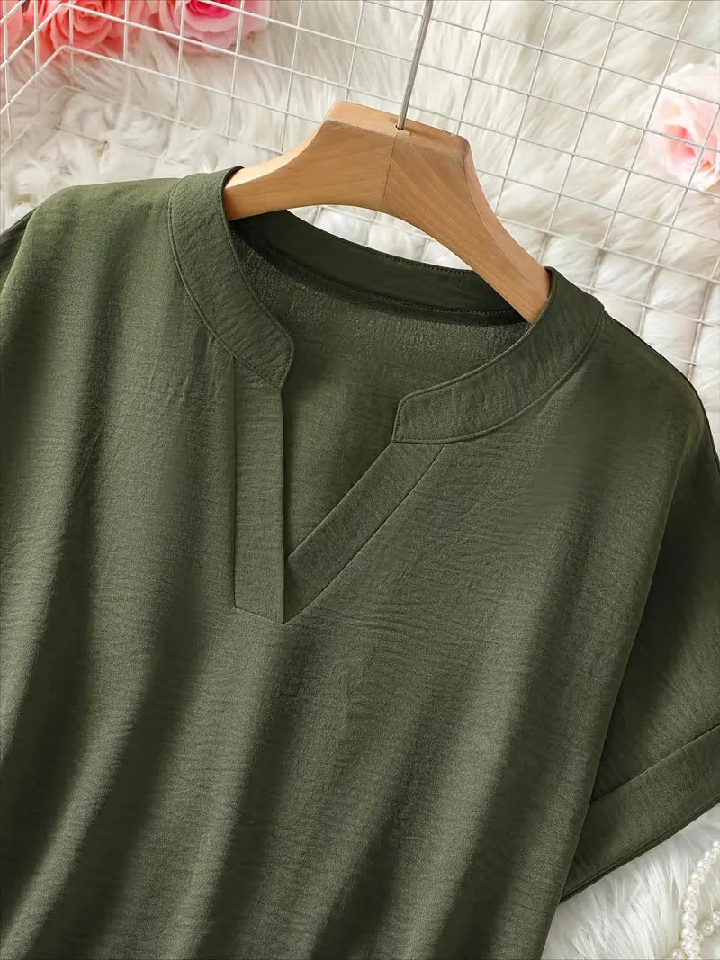 Women’s Relaxed Fit V-Neck Short Sleeve Blouse