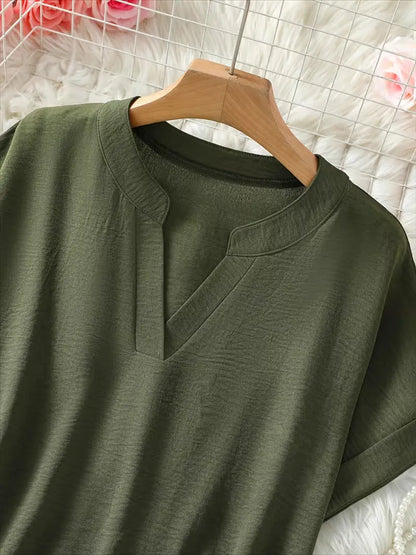 Women’s Relaxed Fit V-Neck Short Sleeve Blouse