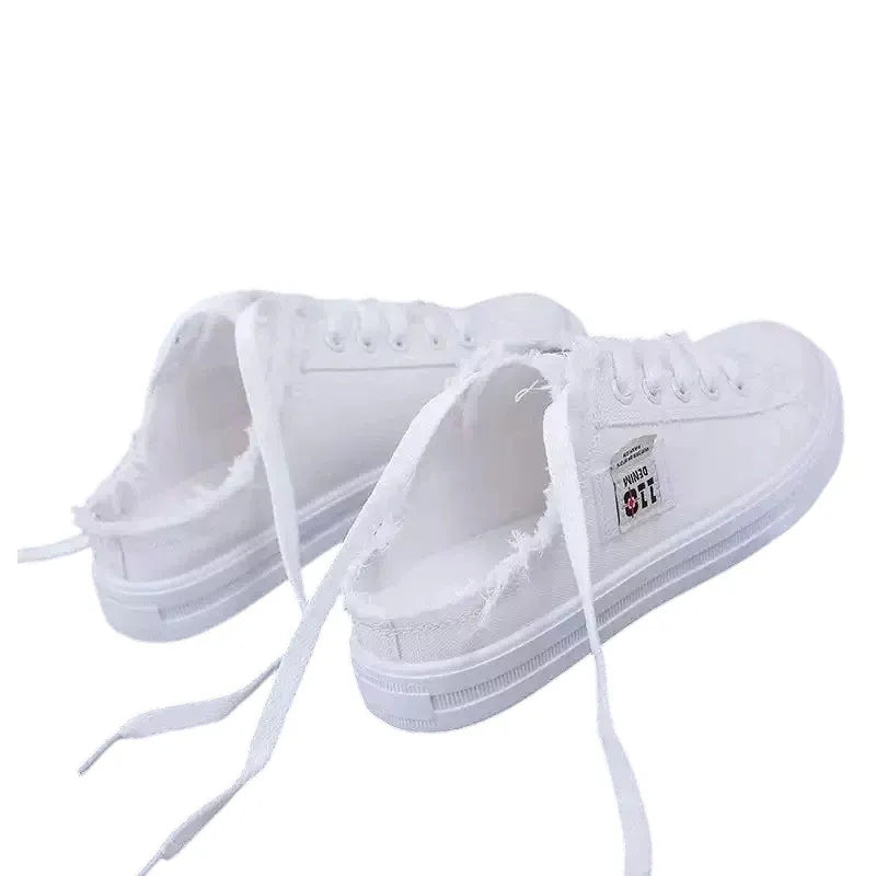 Women’s Frayed Denim Mule Trainers