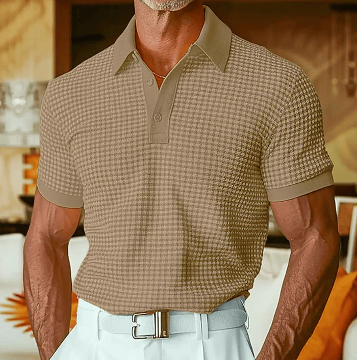 Men’s Textured Checked Polo Shirt