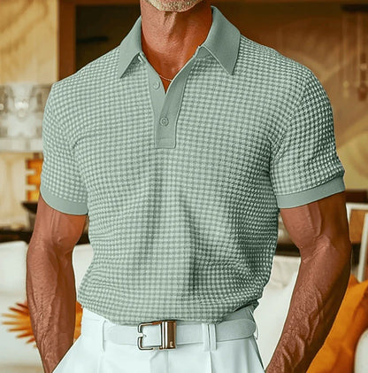 Men’s Textured Checked Polo Shirt