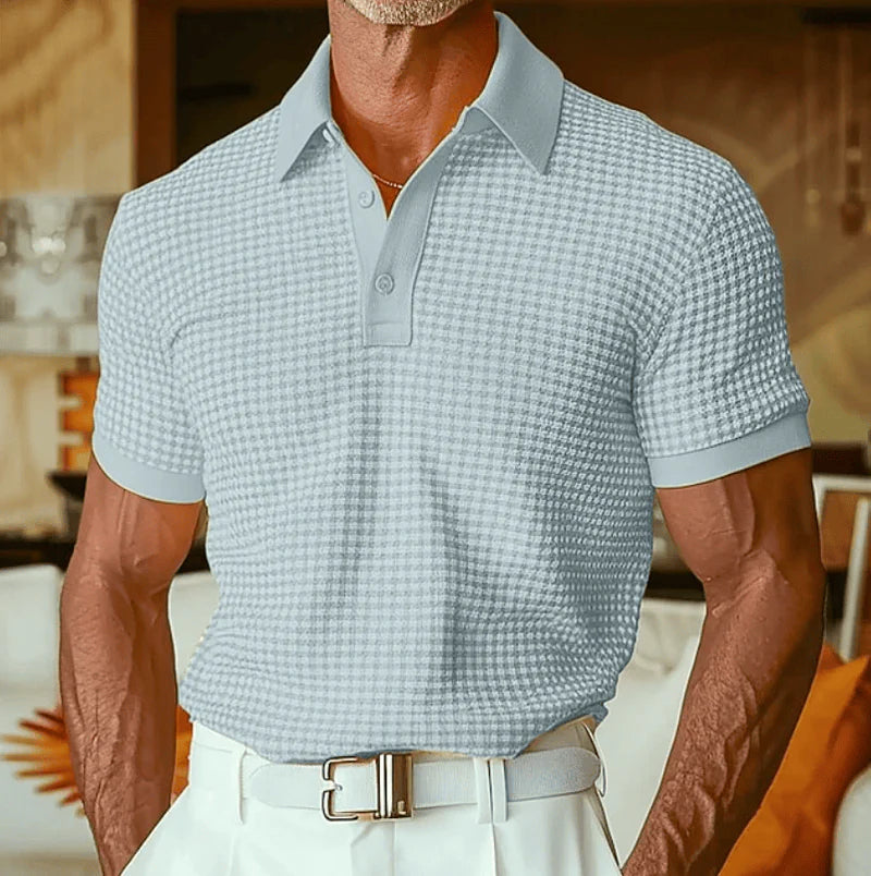 Men’s Textured Checked Polo Shirt