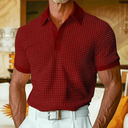 Men’s Textured Checked Polo Shirt