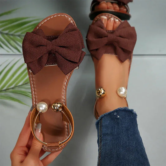 Women’s Bow Accent Slingback Flat Sandals