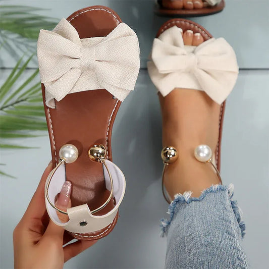 Women’s Bow Accent Slingback Flat Sandals
