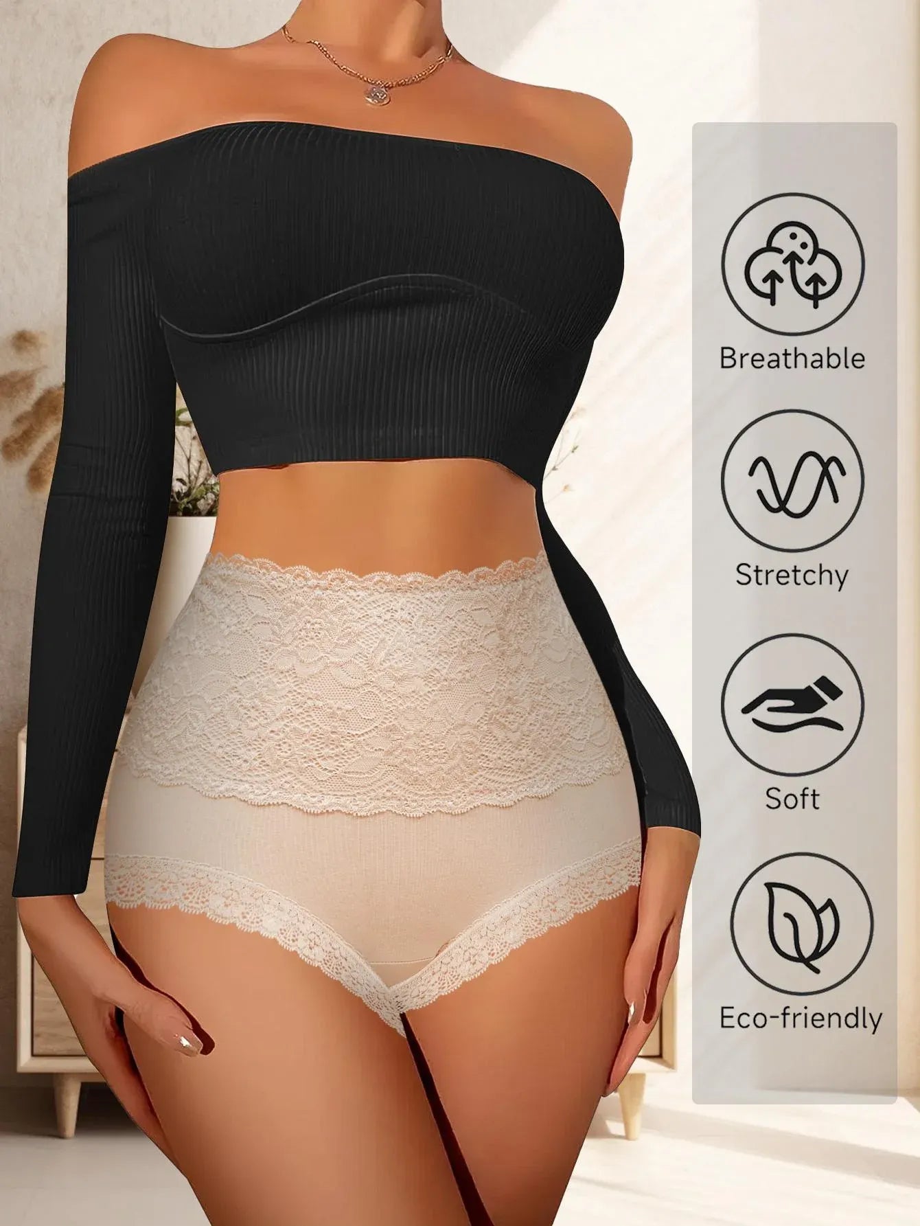 3-Pack Women’s High-Waist Lace Cotton Briefs