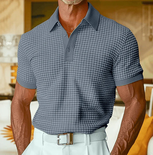 Men’s Textured Checked Polo Shirt