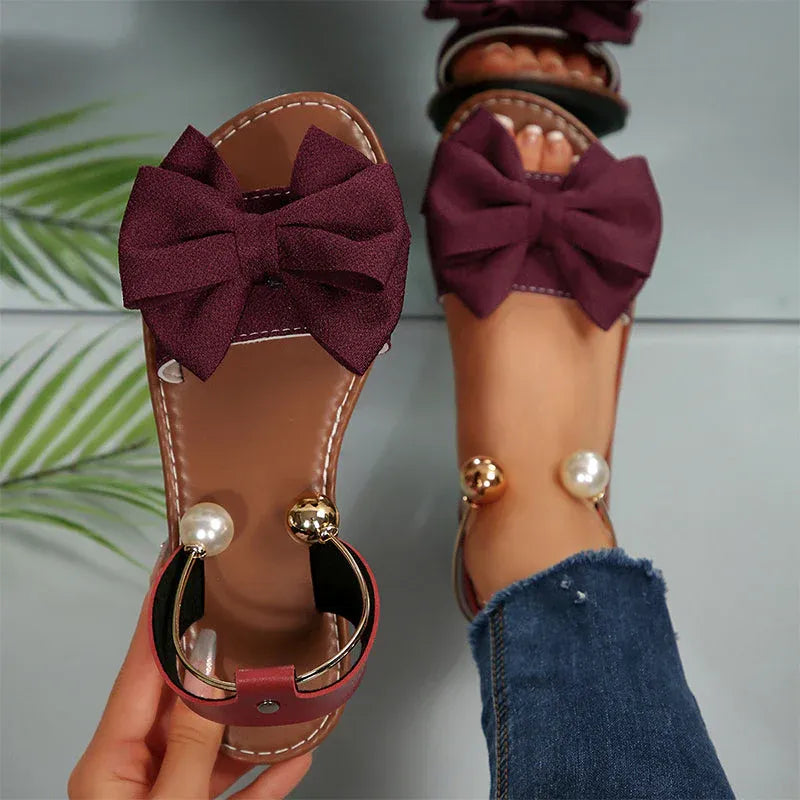Women’s Bow Accent Slingback Flat Sandals