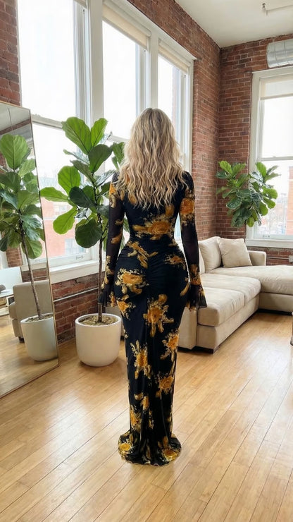 Cut-Out Floral Maxi Dress for Women