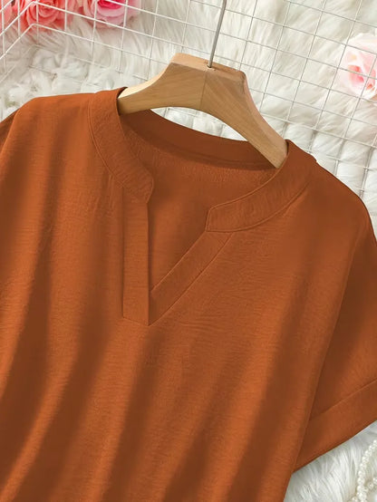 Women’s Relaxed Fit V-Neck Short Sleeve Blouse