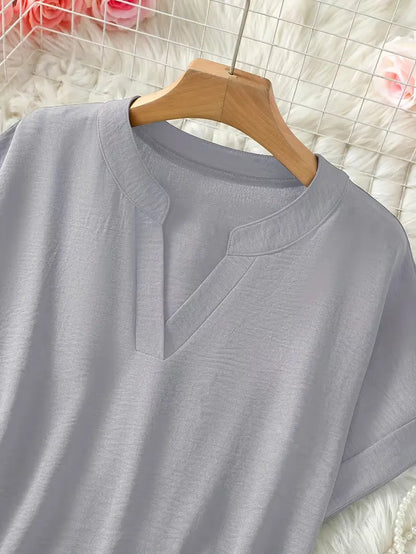 Women’s Relaxed Fit V-Neck Short Sleeve Blouse