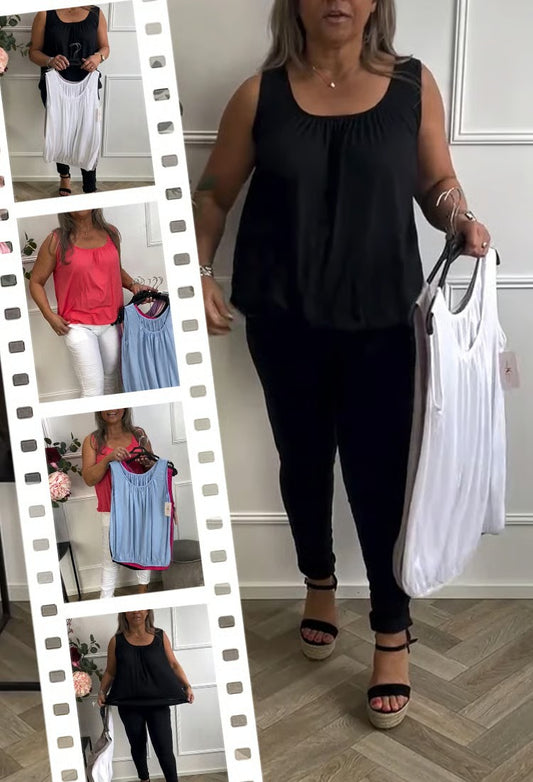 Women’s Tummy-Control Flowy Sleeveless Top with Hidden Support