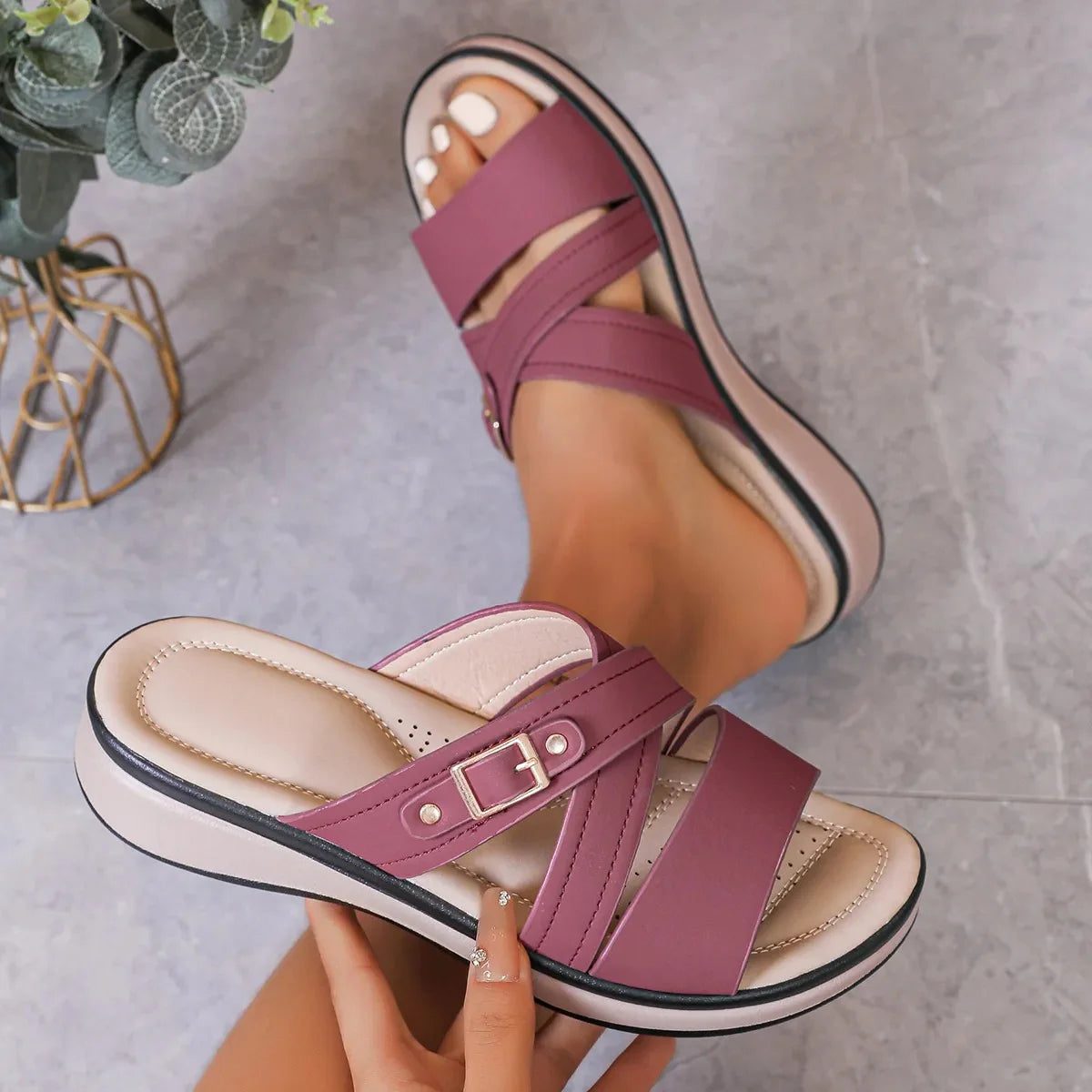 Women’s Cross-Strap Wedge Sandals