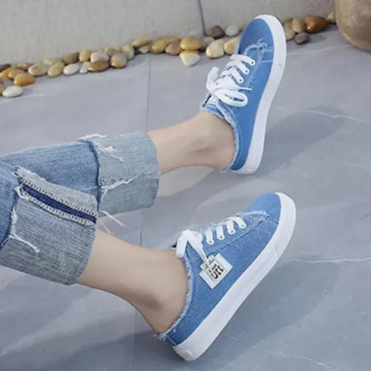 Women’s Frayed Denim Mule Trainers