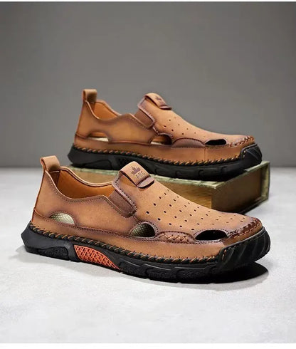 Men’s Breathable Leather-Look Walking Sandals
