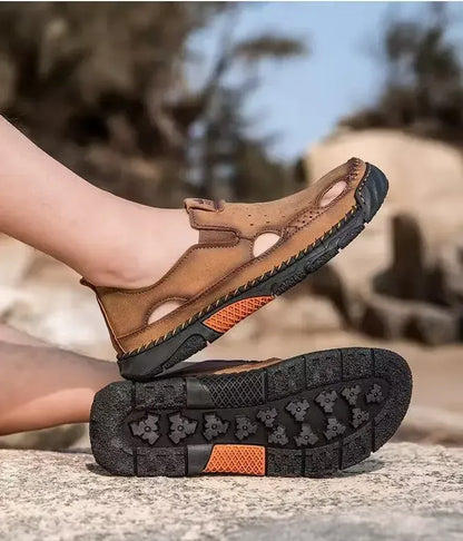 Men’s Breathable Leather-Look Walking Sandals