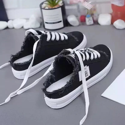 Women’s Frayed Denim Mule Trainers