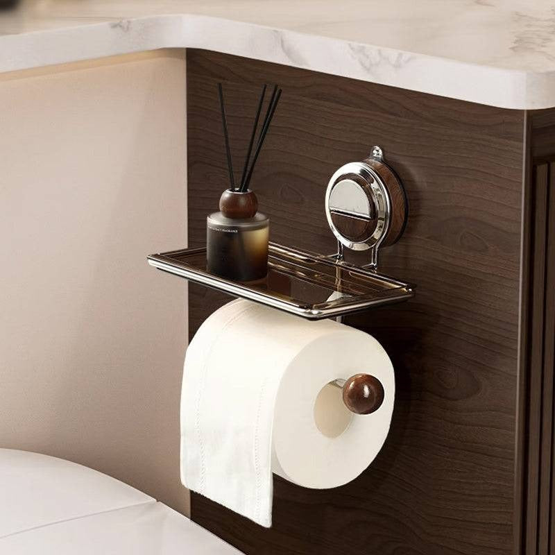 No-Drill Toilet Roll Holder with Shelf