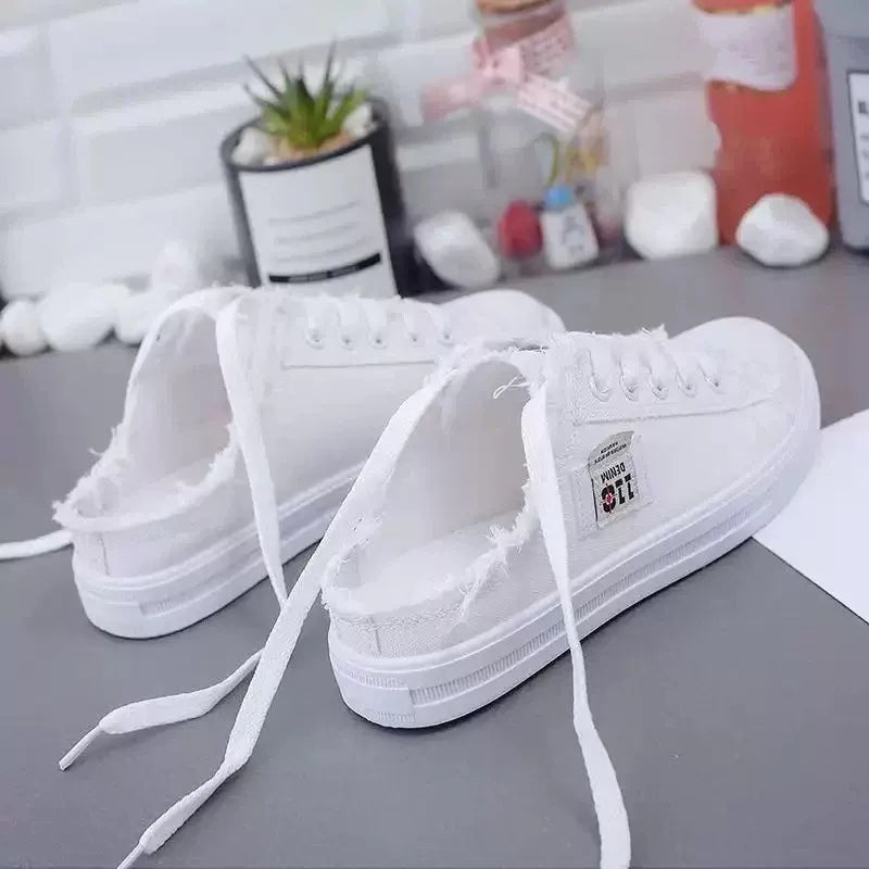 Women’s Frayed Denim Mule Trainers