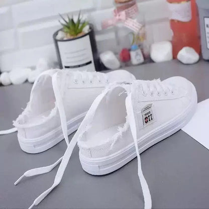 Women’s Frayed Denim Mule Trainers