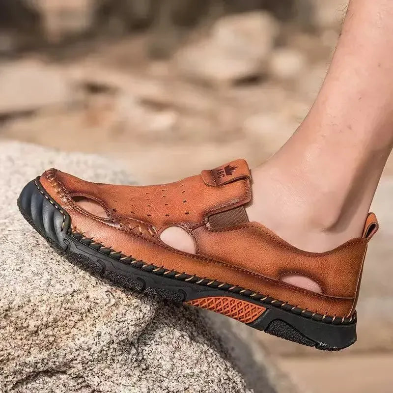 Men’s Breathable Leather-Look Walking Sandals