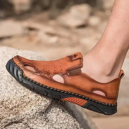 Men’s Breathable Leather-Look Walking Sandals