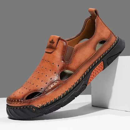 Men’s Breathable Leather-Look Walking Sandals
